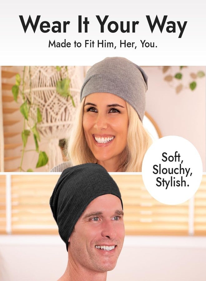 Revony Thin Slouchy Beanie - Soft Breathable Summer Hat for Men & Women Black - Image 2